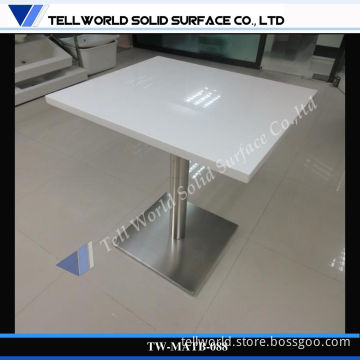 White Square Fast Food/Restaurant Artificial Marble Table